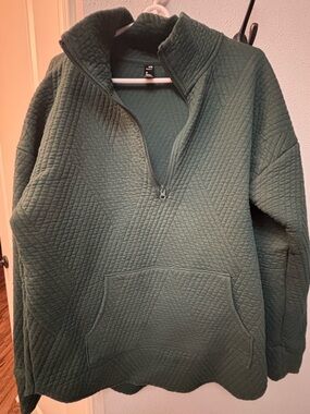 GAP Quilted Half-Zip Pullover Sweater - Forest Green